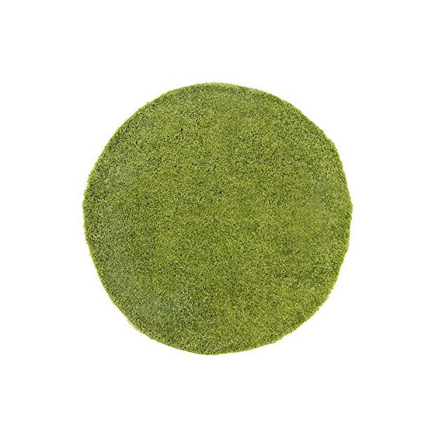Shaggy Teppich in Grün 120 cm rund